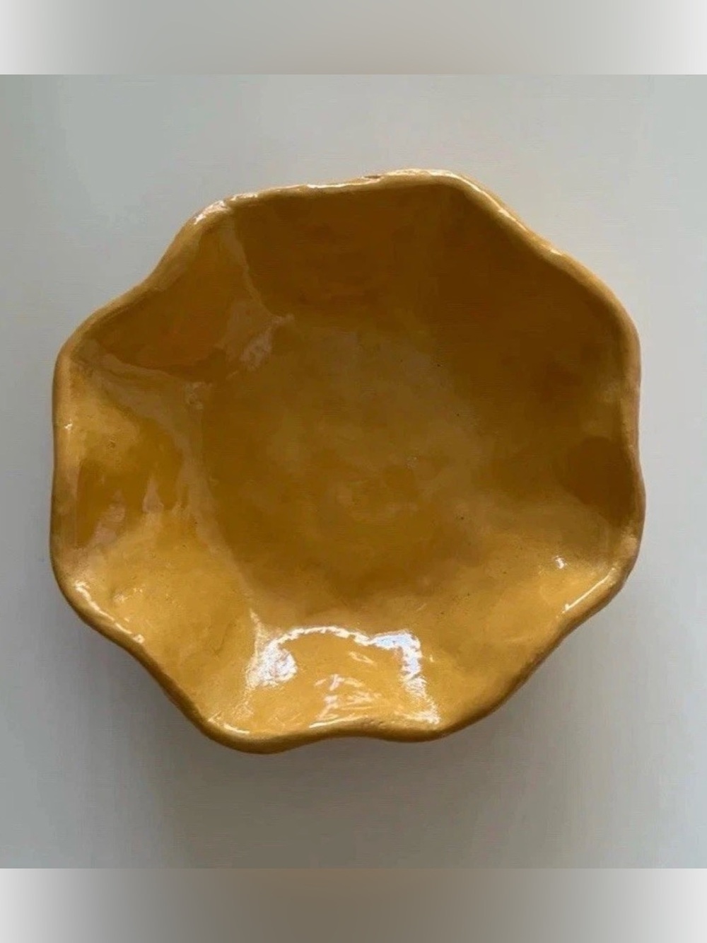 Handcrafted Yellow Ceramic Petal Bowl - Home Art Ceramics